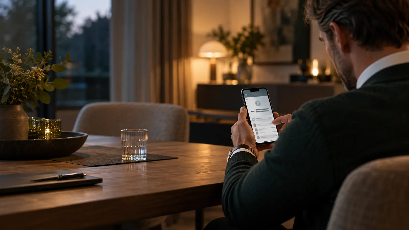 Een persoon bekijkt een banktransactie op een smartphone